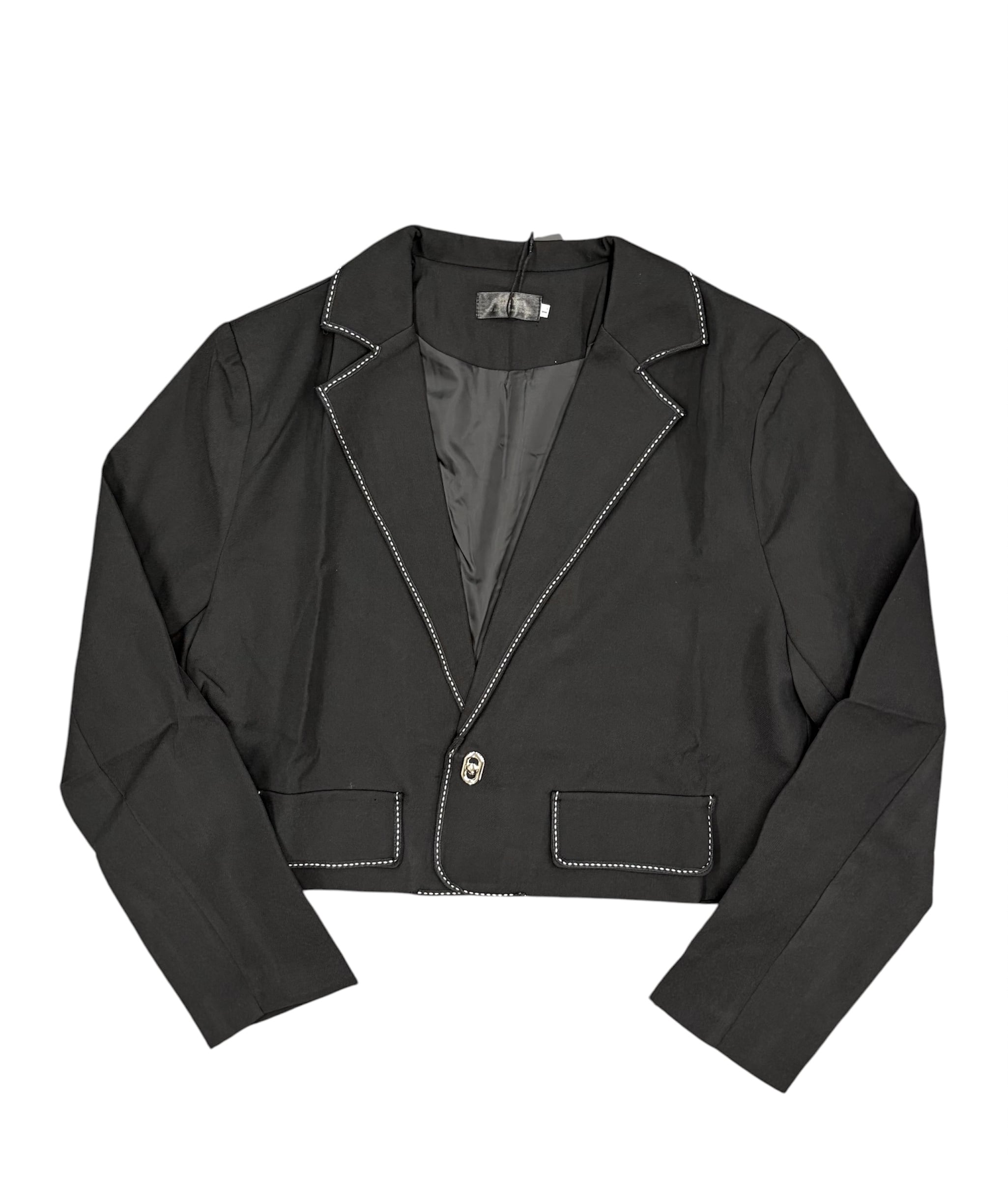 ALUDE SELECT】collar stitch snap button short jacket（2color