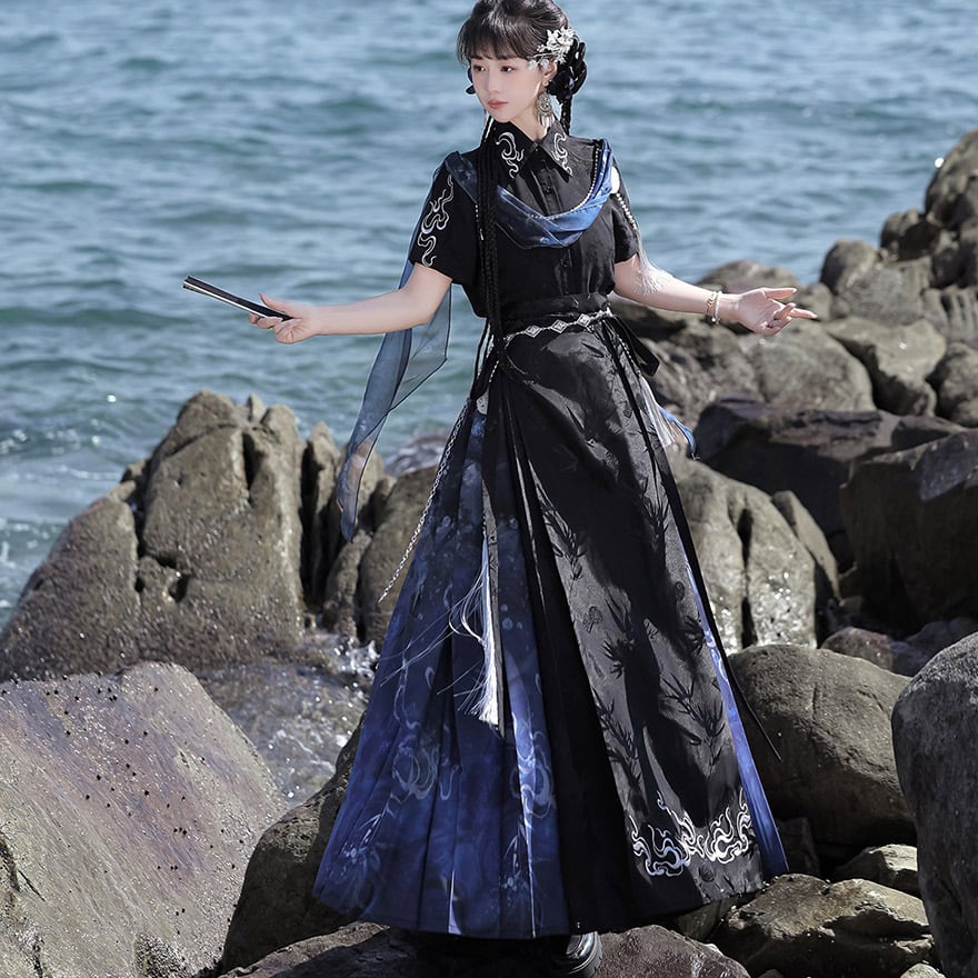 ゴスロリ通販 With U 地雷 チャイナ風 ラップスカート 巻きスカート タッセル付き 刺繍 ダークゴシック イベント衣装 撮影会衣装