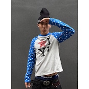 VINTAGE ストリート スタースリーブ 切替ロングTシャツ T2242