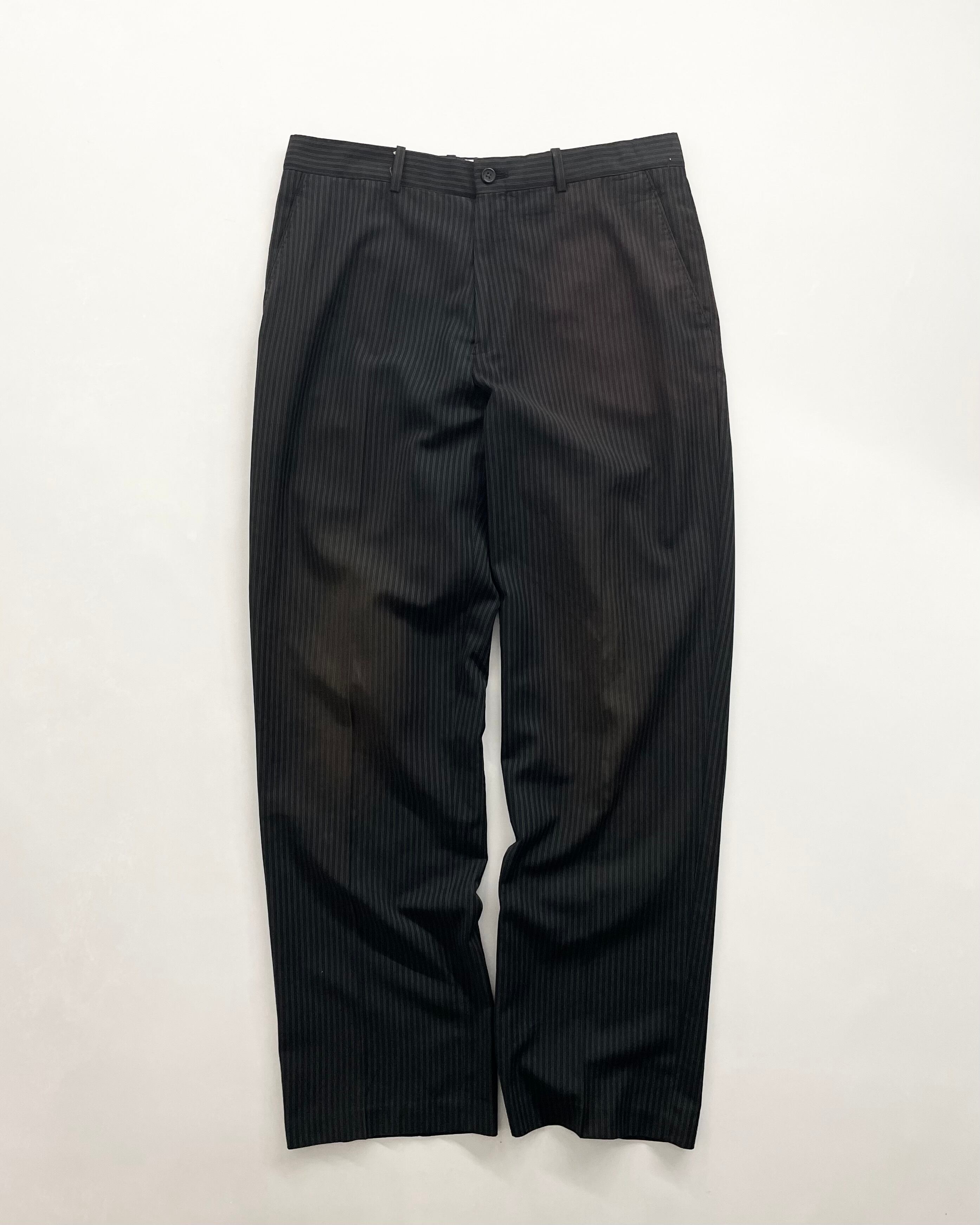 00s PERRY ELLIS Poly×Rayon Striped Pattern Slacks "Good Fade"