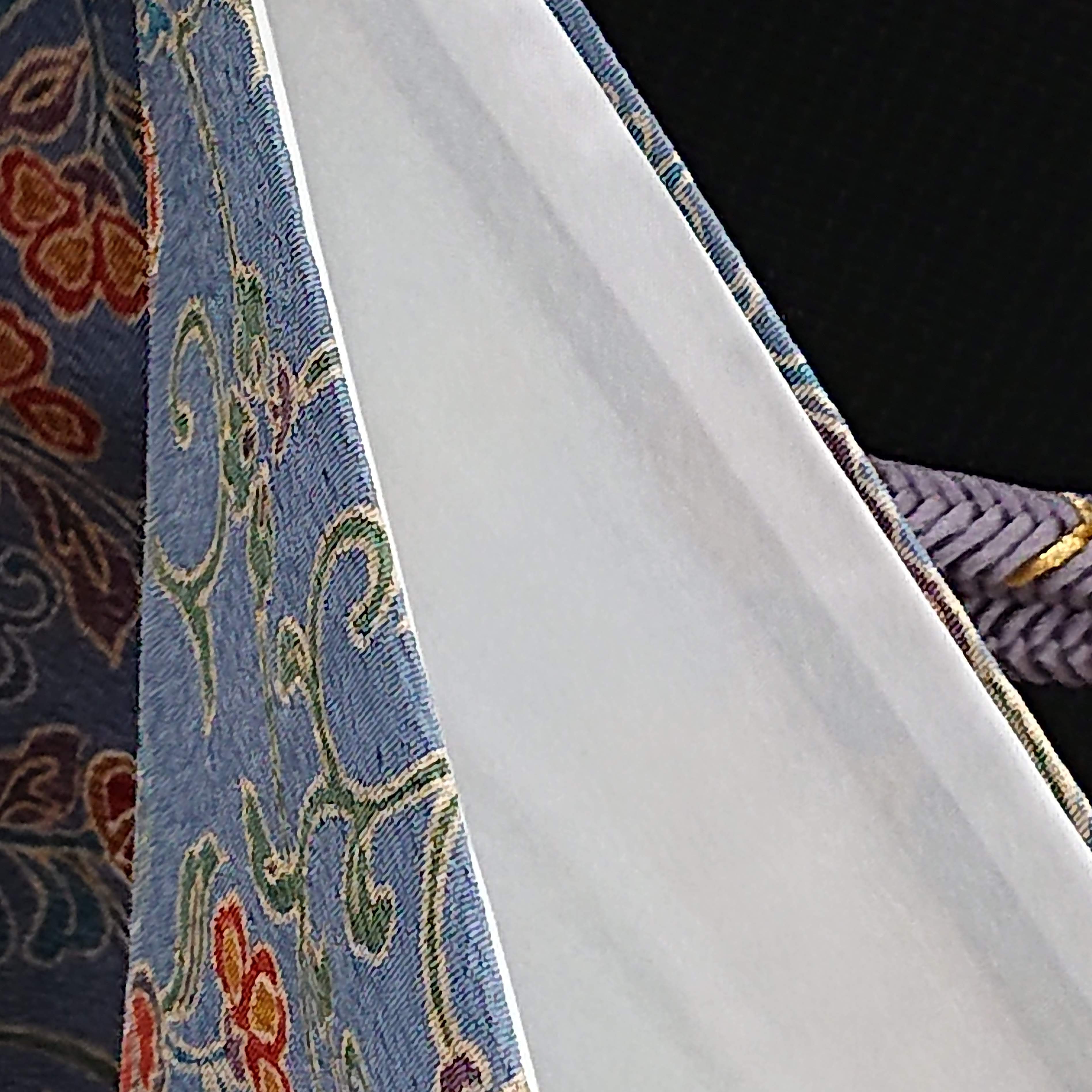 小紋 裄68cm 更紗 型染 ブルー鳳凰 唐草 洗える着物 上質 手縫い