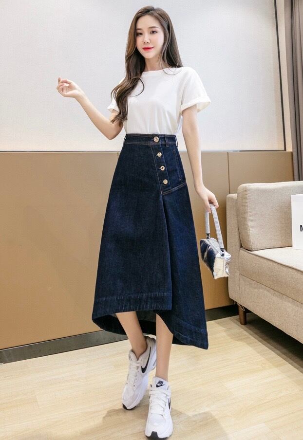 デニムスカート デニム ロングスカート Aラインスカート ロング丈