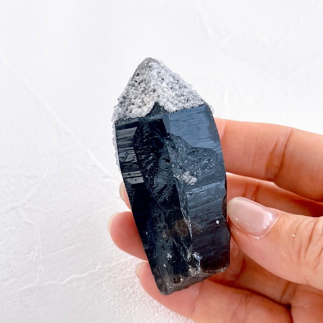 チベット産モリオンC・原石・76g ✧麻ポーチ付き✧黒水晶ポイント