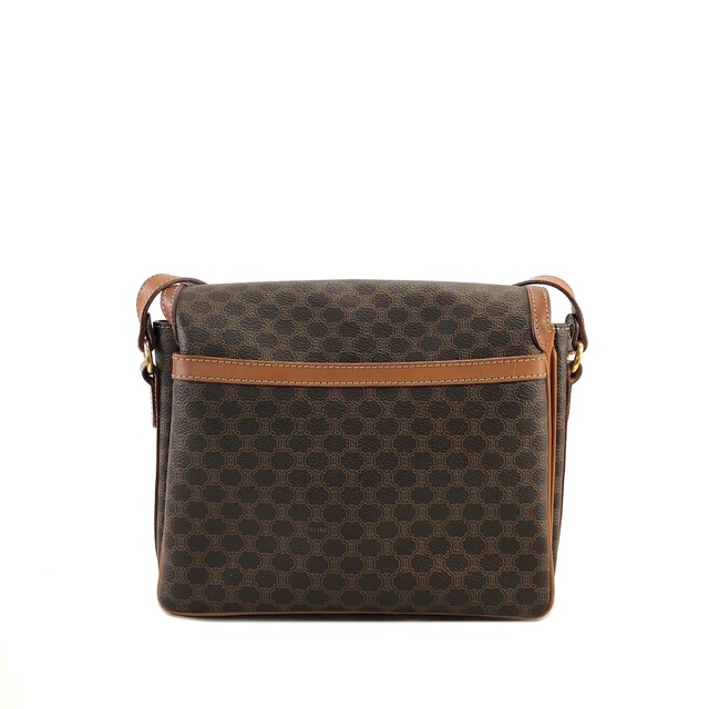 CELINE セリーヌ マカダム ブラゾン型押し レザー フロントベルト ショルダーバッグ ブラウン vintage ヴィンテージ オールド cju27m