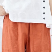 TRUBE ウォッシュドコットンクロプトパンツ (M~L) テラコッタ