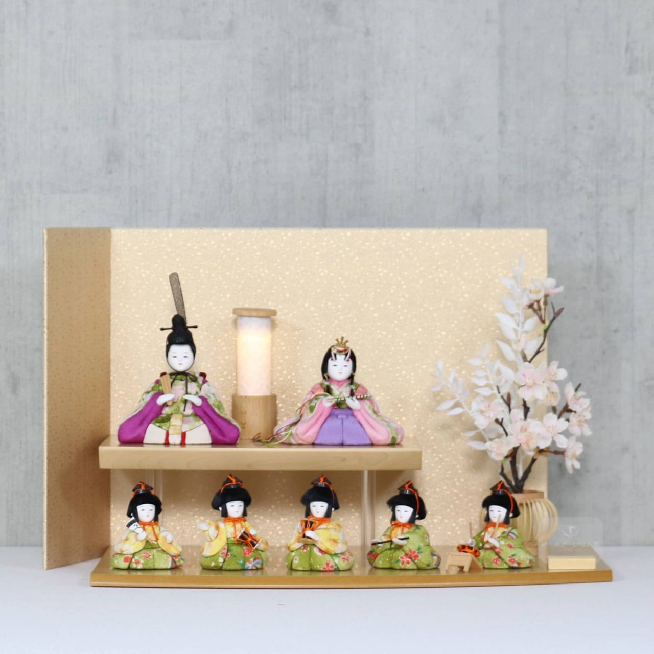 ピーカブーひな人形 ベーシックシリーズ 親王七人飾り 【はるな】 ひな人形|雛人形|木目込人形|筒形照明|和モダン