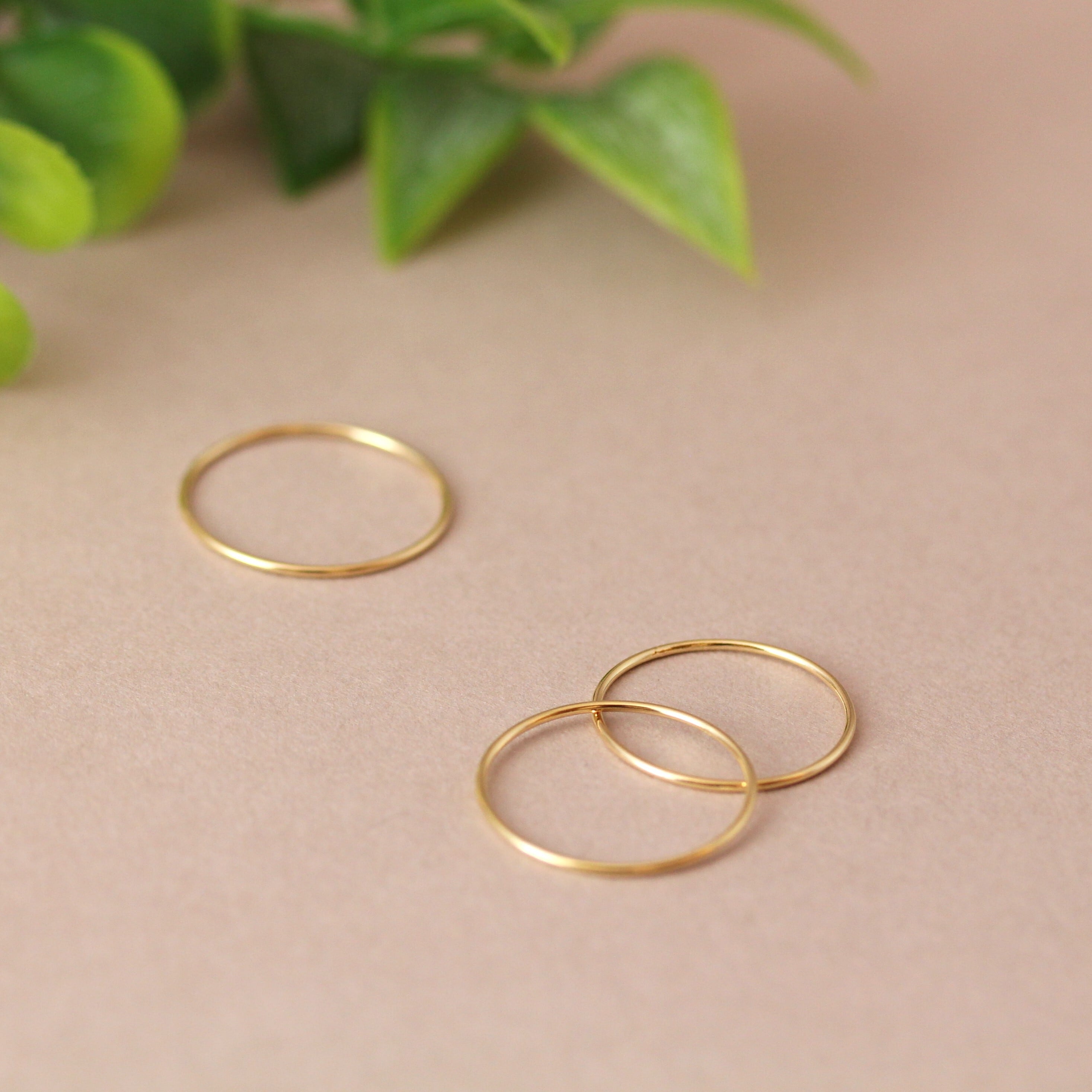 11号～15号〉K18 0.8mm プレーンリング つけっぱなし No.153 #11～#15