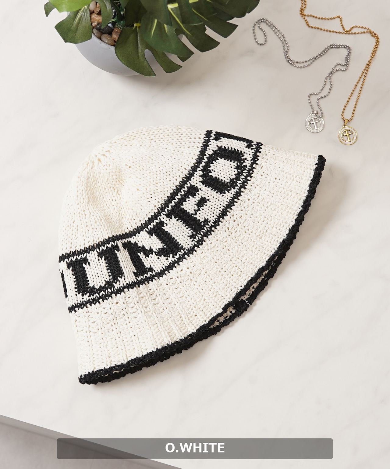 ◆ロゴ編み クロシェハット◆ch-25127