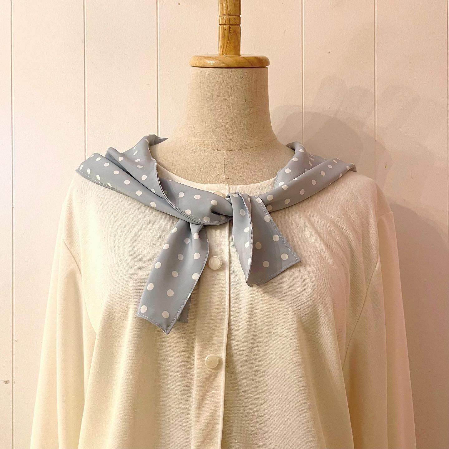 light blue dot sailor collar knit po