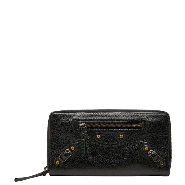 バレンシアガ クラシック コンチネンタル ラウンドファスナー 長財布 253036 ブラック レザー メンズ BALENCIAGA 【中古】