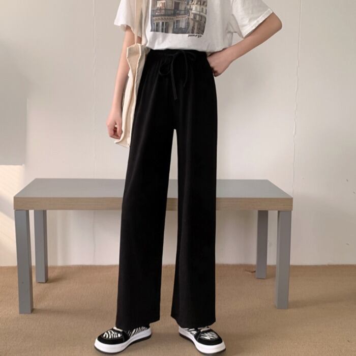 パンツ スプリングオータムハイウェストスリムルーズカジュアル 春物 秋物 1号婦人1854070359