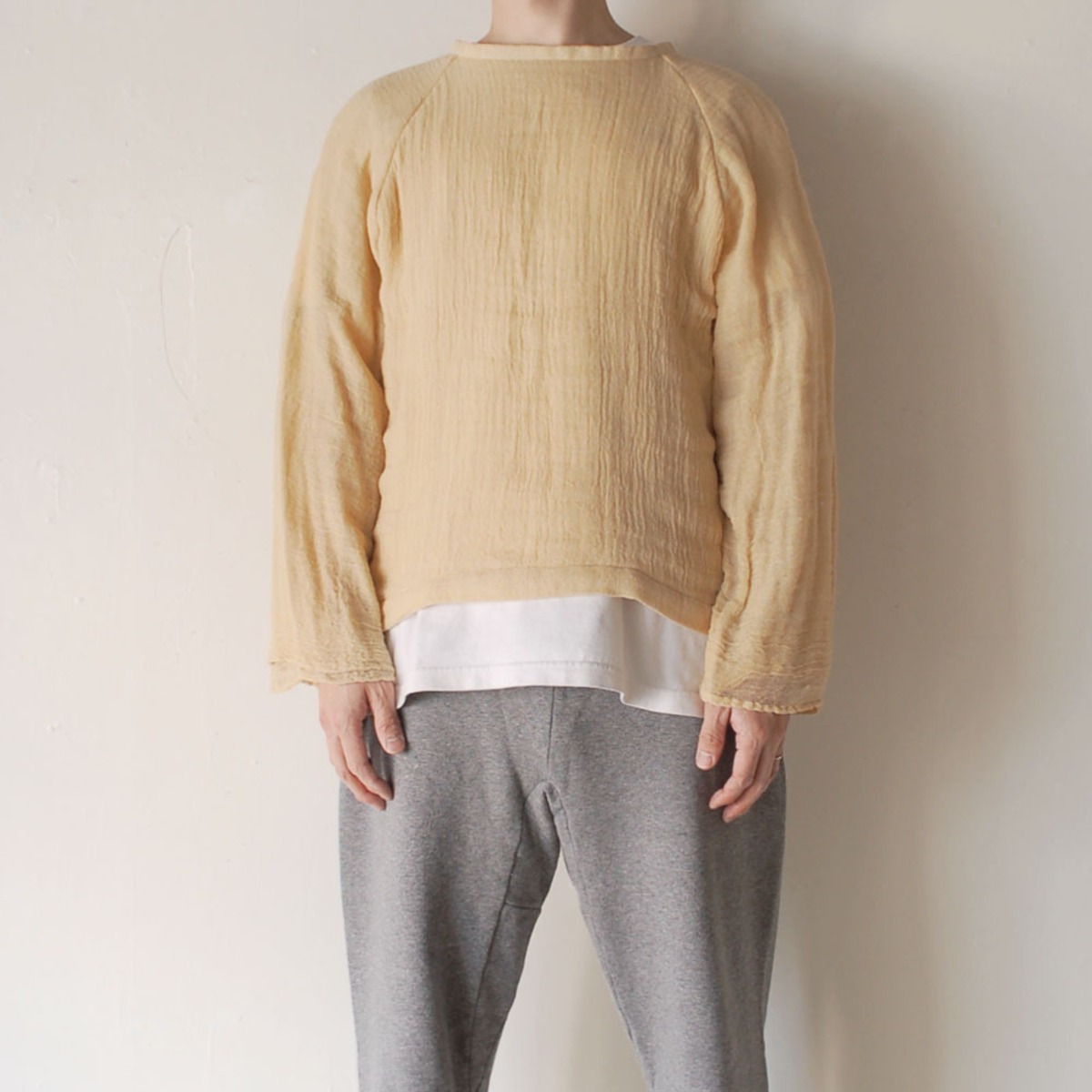 Halo Labels』 layered gauze long sleeve shirt | excube.e_shop 