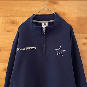 【Russell】NFL Dallas Cowboys ダラス・カウボーイズ アメフト ハーフジップ スウェット プルオーバー 刺繍ロゴ ワンポイントロゴ S US古着