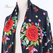 フラメンコ 衣装 マントン シージョ 黒 赤 刺繍 フレコ フリンジ 小物 小道具 ダンス パーティ 発表会 花柄 舞台 装飾 ブラック系 レッド系 コスチューム フラメンコ衣装 舞台衣装 ダンス衣装 花模様 刺繍マントン ステージパフォーマンス フリンジデザイン エレガント 発表会用 ゴージャス おしゃれ