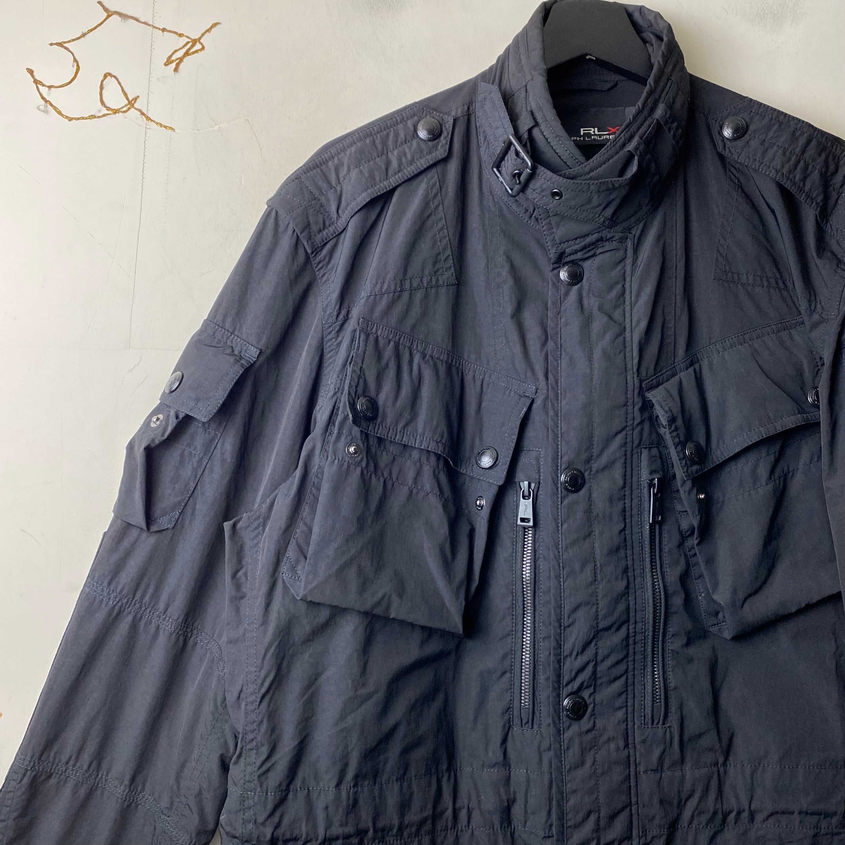RLX RALPH LAUREN black nylon motorcycle jacket | NOIR ONLINE