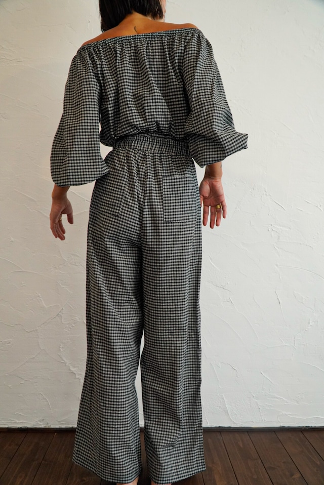 Handloom Cotton Check Wide Pants
