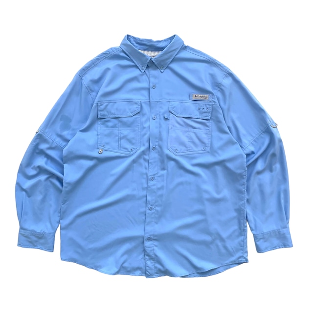 USED 00's Columbia PFG OMNI-SHADE L/S fishing shirts - light blue
