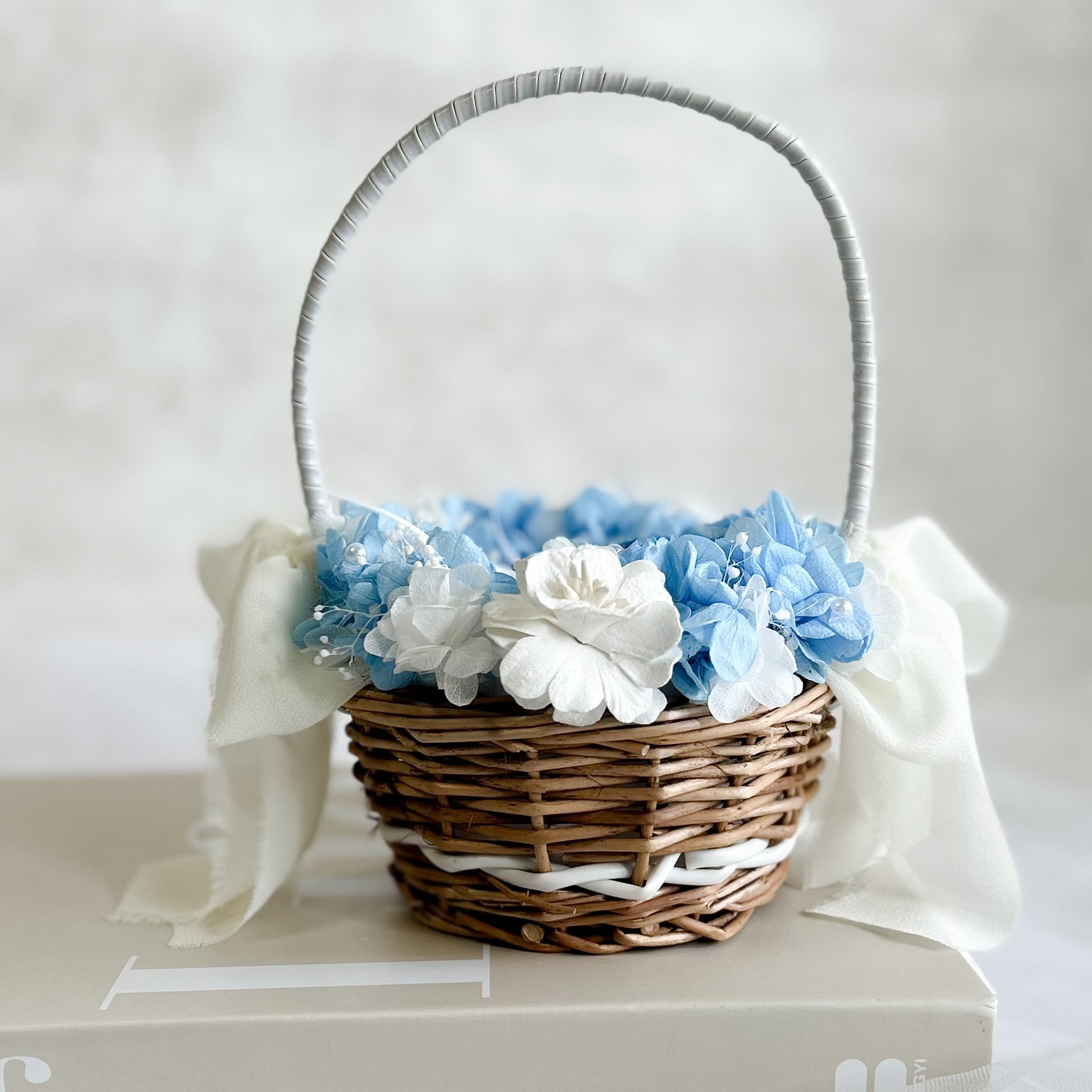 Circle blue ring pillow （white）