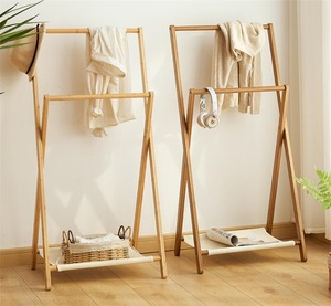 簡単設置 折りたたみハンガー コンパクト収納 室内・ベランダ兼用 衣類置き場 スタンド式(110cm)