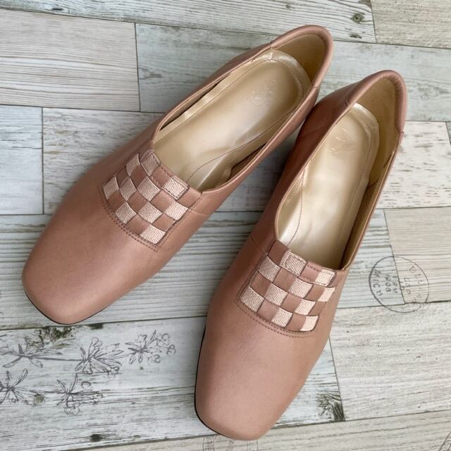 市松模様スクエアトゥパンプス