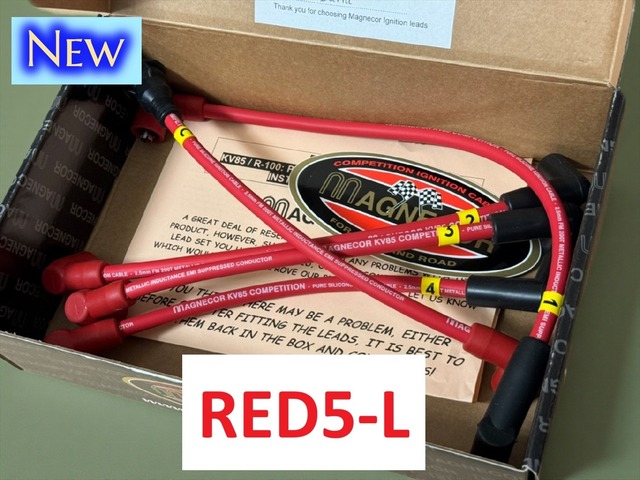 【 RED5-L 】ABR-MAGNECOR ハイパフォーマンス　プラグコードSET 〜1996年迄※水平コイル用　【JAPAN-SPECカスタム】パーツNo : ABR-MA8588-RED5-L  ( ref. GHT241 GHT241LAG )