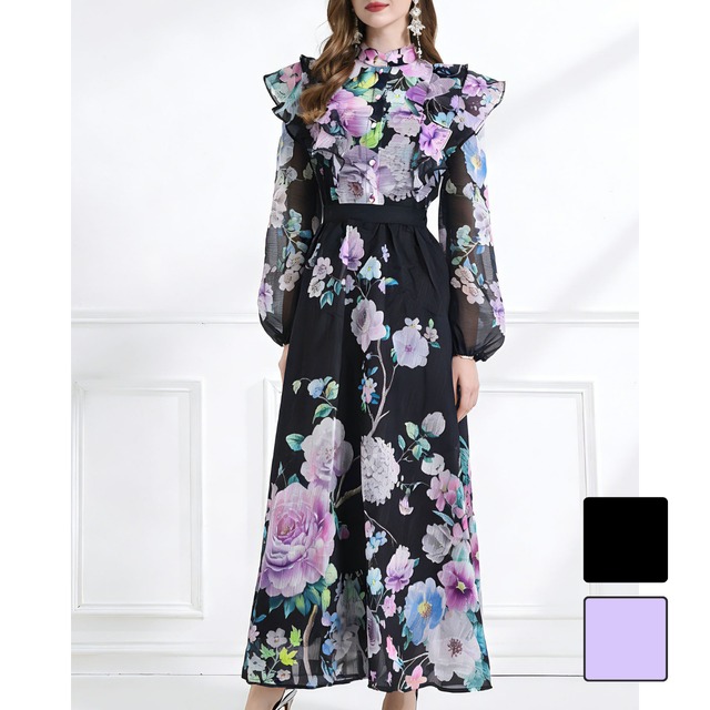 フラワーシアーフリルデザインセットアップ 2color L2288