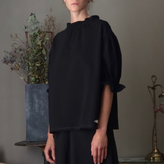 ATLANTIQUE ASCOLI　SHORT SLEEVE SWEATBLOUSE　BLACK