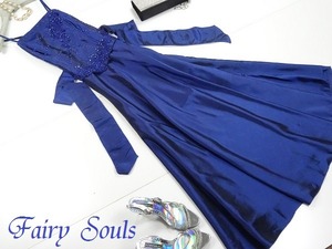 ★送料無料★11号(L)☆ビーズ刺繍飾りサテンロングドレス(DRN0040) 