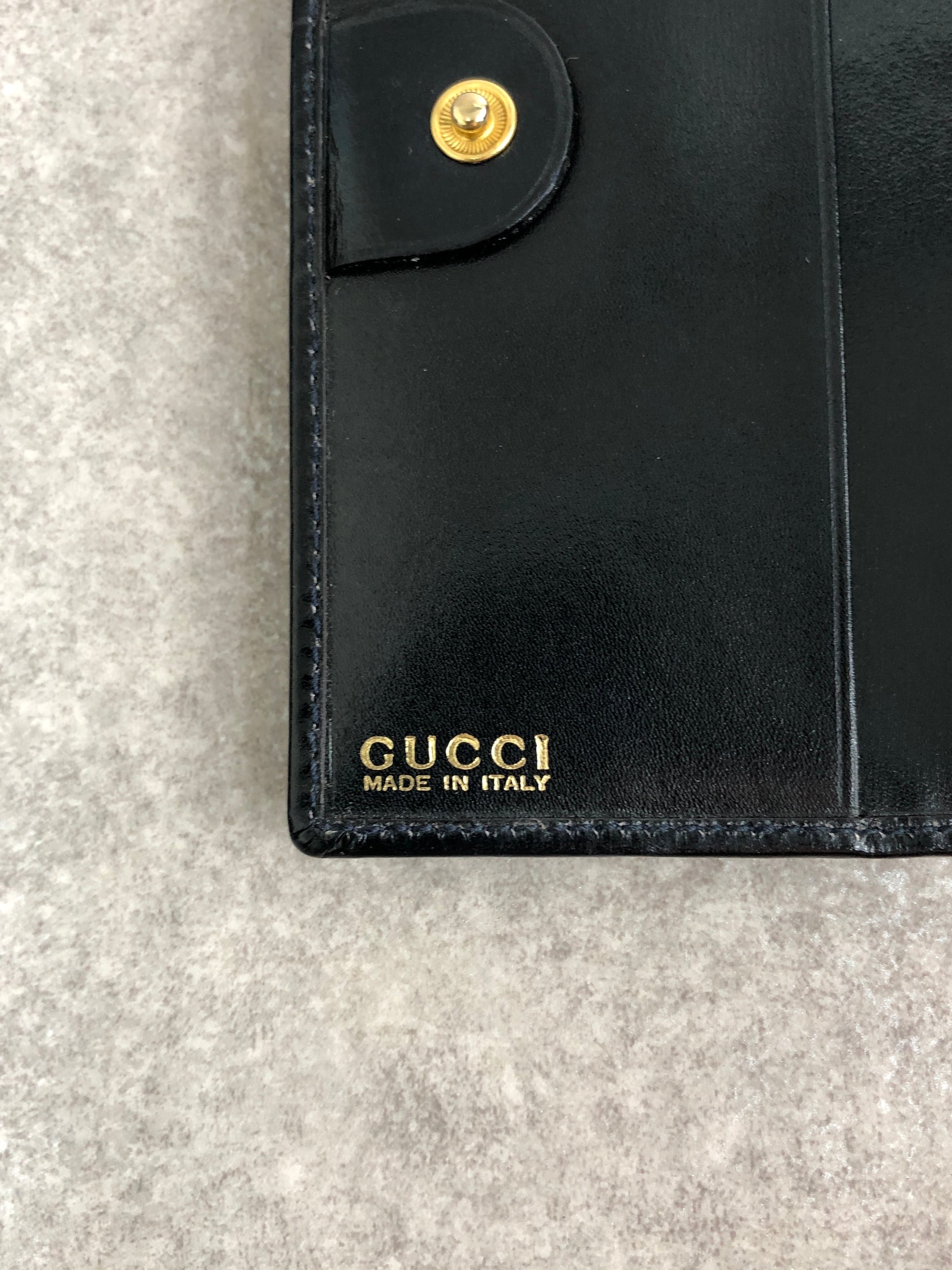 GUCCI グッチ 財布 ダークネイビー ホースシュー レザー 2つ折り