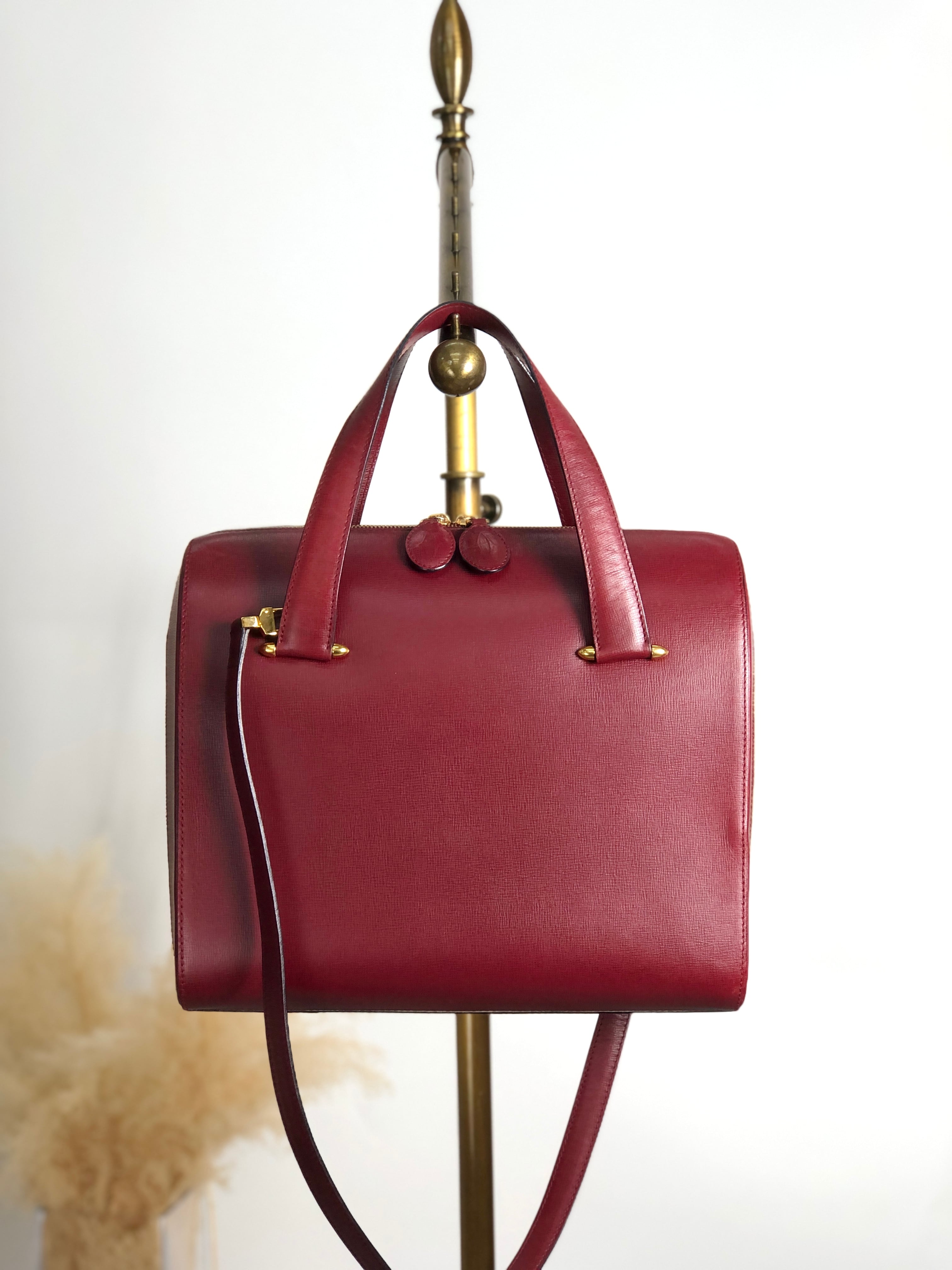 Cartier カルティエ マストライン ハンドバッグ ボルドー レザー