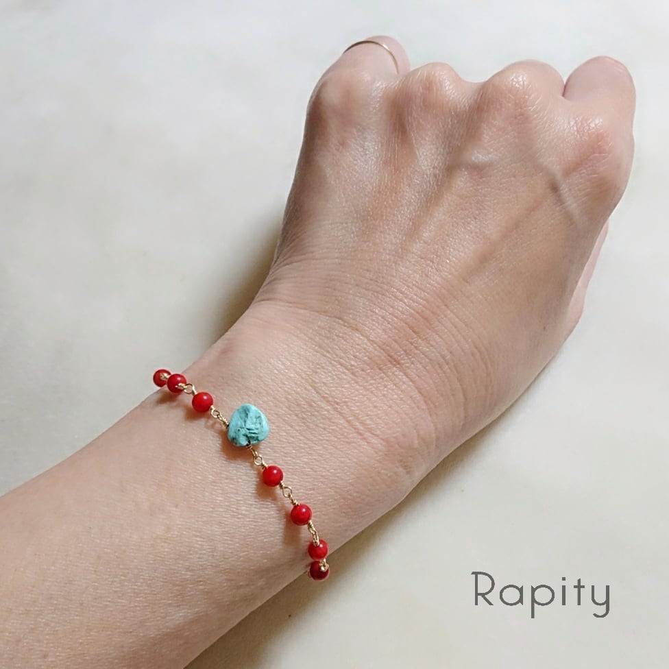 店内全品ポイント2倍!! 天然赤珊瑚,ターコイズ石付き銀バングル - 通販