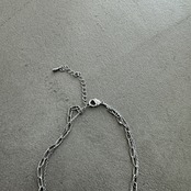 double chain motif necklace/silver