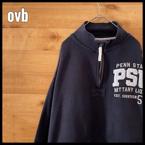 【ovd】カレッジ ペンシルバニア州立大学 PSU ハーフジップ スウェット トレーナー 刺繍ロゴ アメリカンフットボール ニタニーライオンズ XL相当 US古着