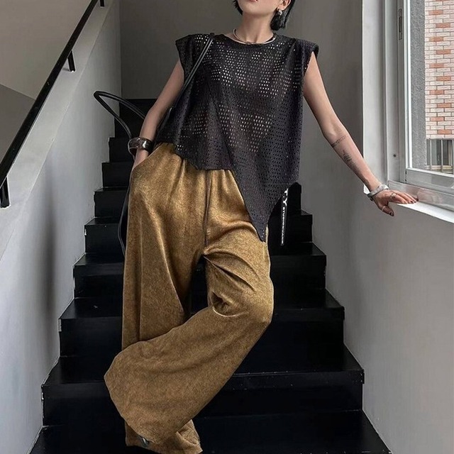 asymmetrical mesh pullover 10947