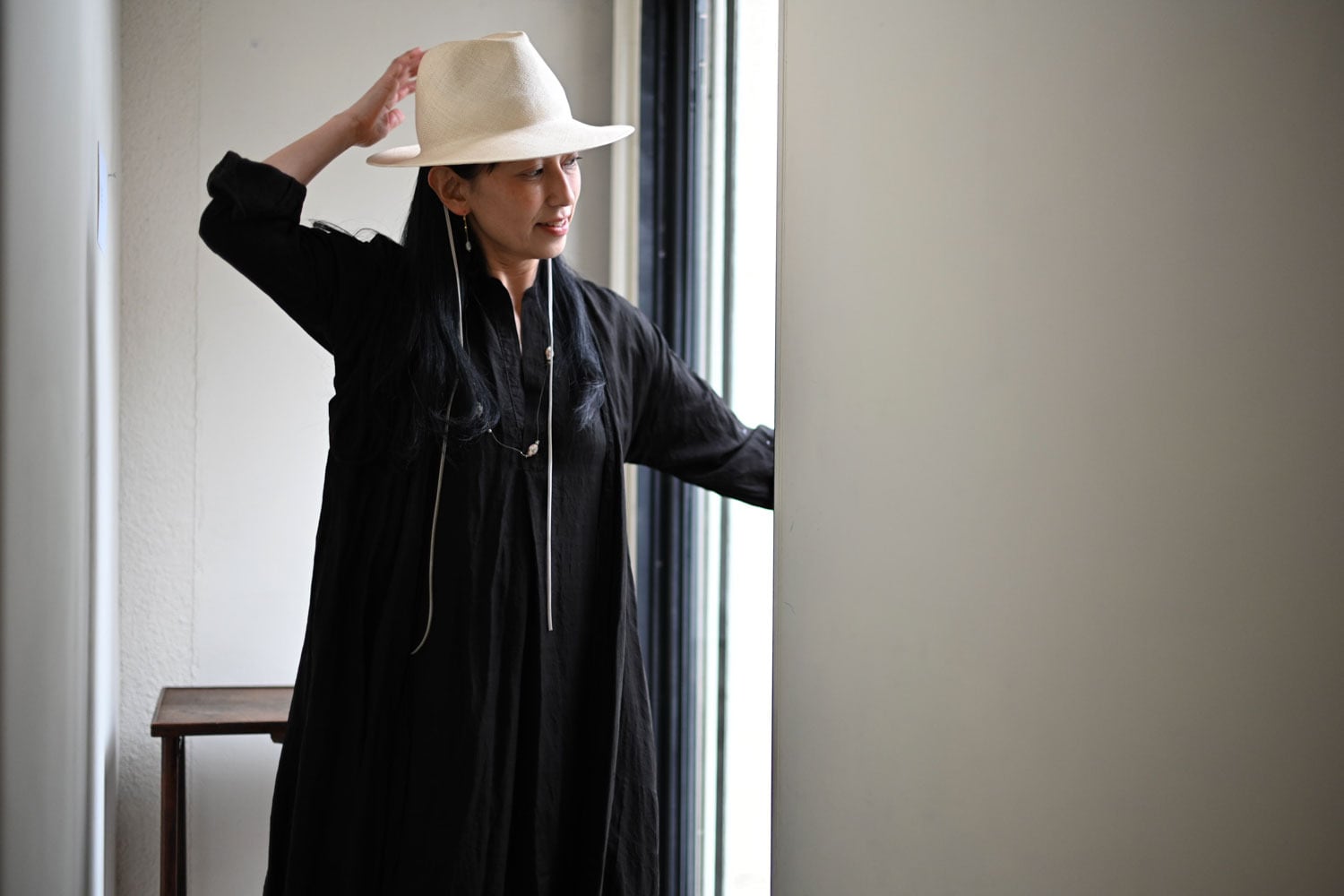 chisaki 　シゾール　植物繊維　ハット　natural x black chisaki シゾール植物繊維ハットnatural x black