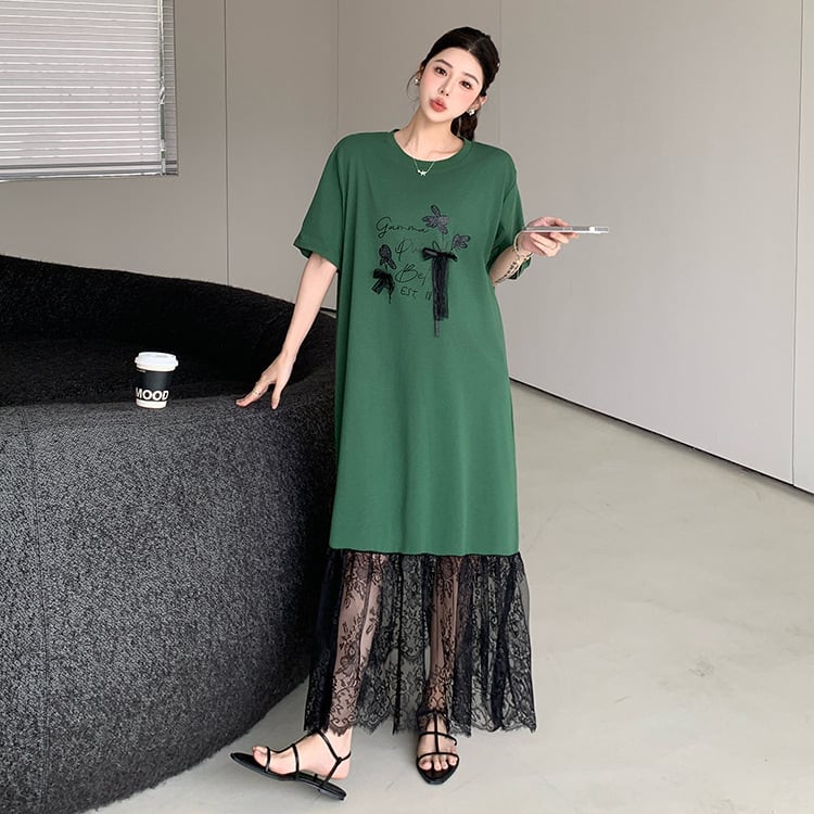 【dress】レースドッキングワンピース M32852