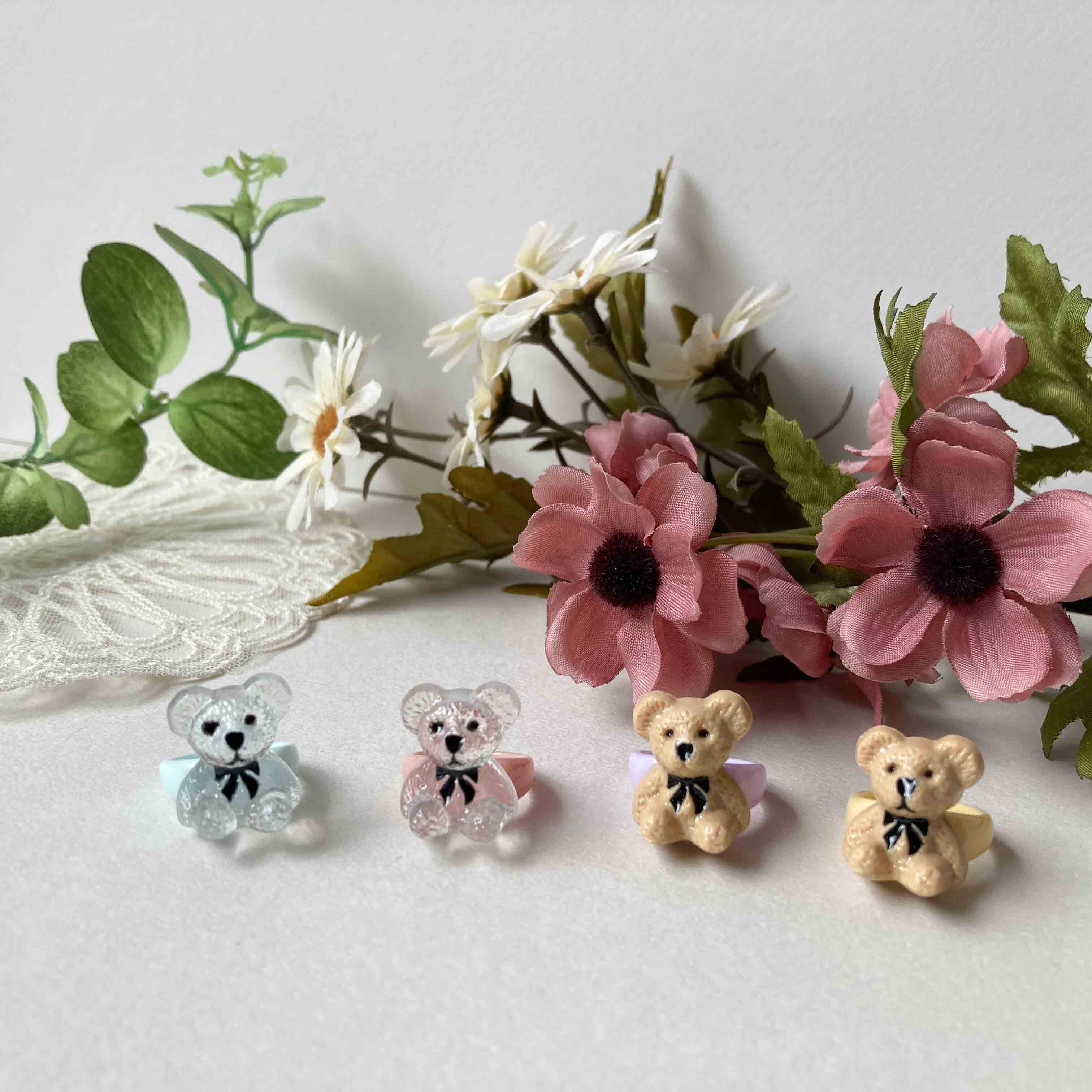 再入荷〉おすわりクマのキッズリング | Dua-アクセサリーパーツショップ