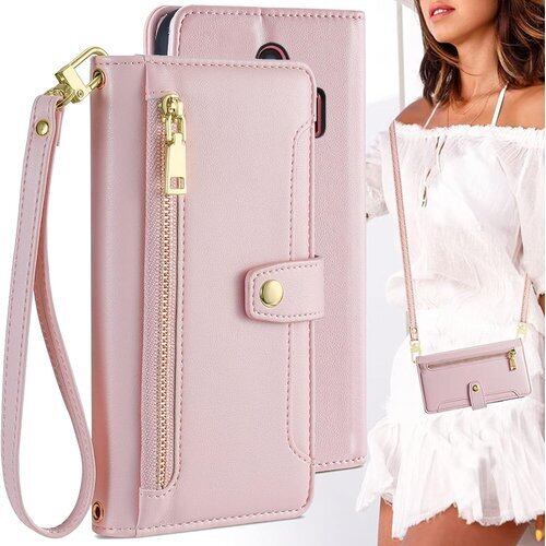 らくらくスマートフォン me F-01L ケース 手帳 42A doo ケース手帳型 F 42A ケース f42a ケース f01l カバー f 01l 携帯ケース f-01l スマホケース 手帳型 適用 case BonwFzin ストラップホール付き カード収納 バッグ マグネット スナップ 肩がけ 首掛け 斜め掛け カードケース ファスナー 耐衝撃 ストラップ付き カバー スタンド カード カード入れ スマホケース ピンク 1798