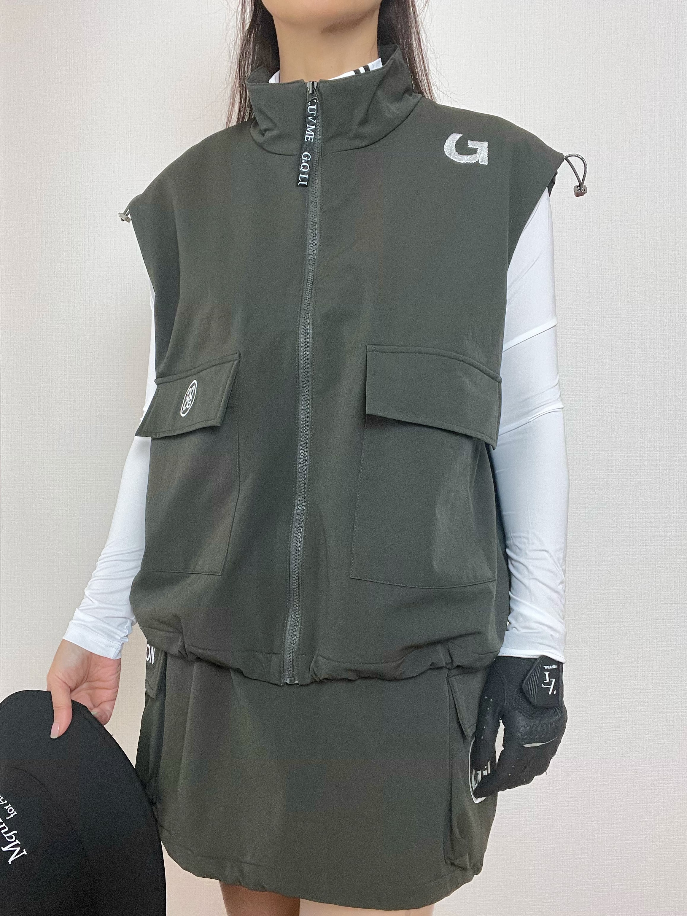 即納＊【セットアップ可能】GQ Pocket vest jacket （khaki / black