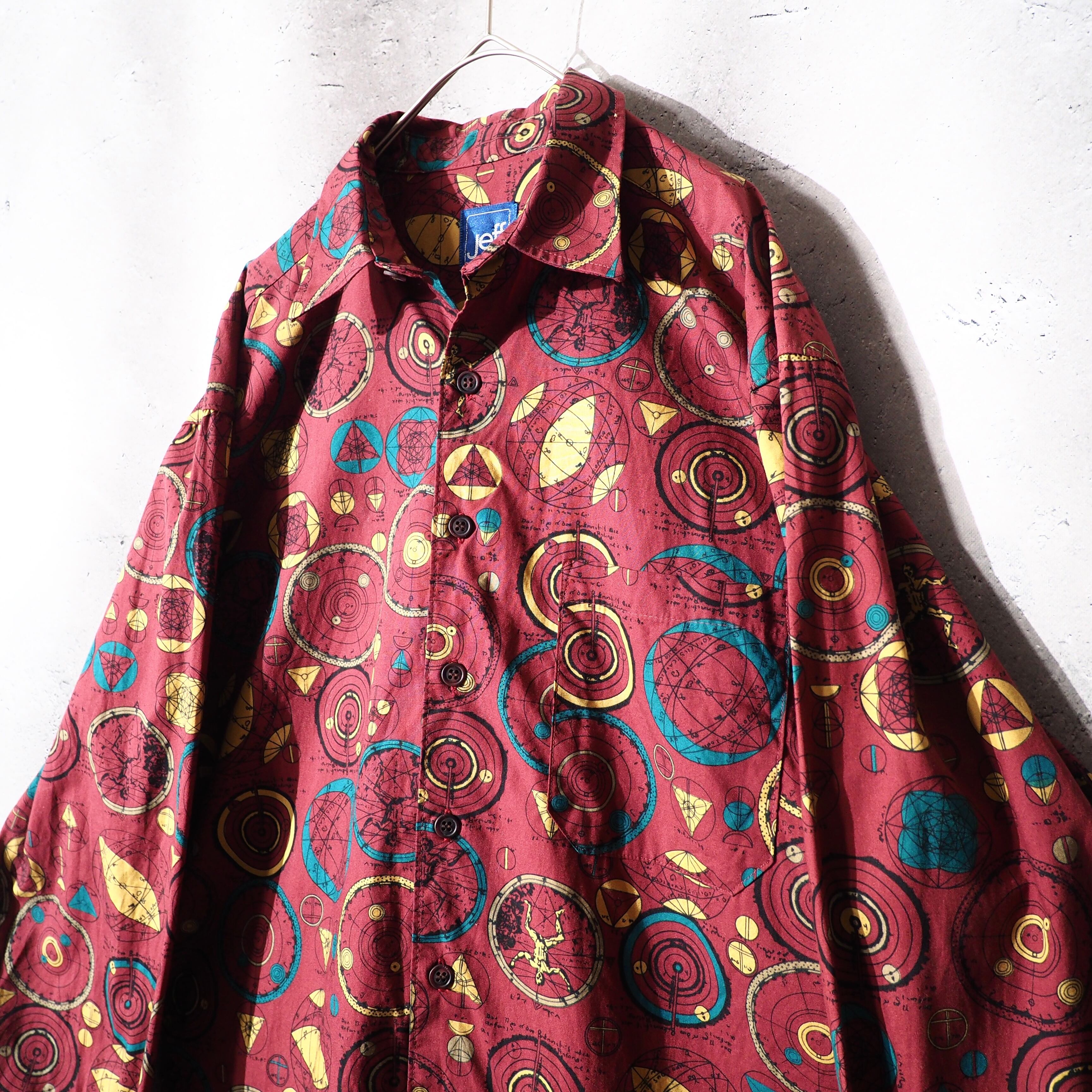 1990s Total shapes pattern Design vintage Loose shirt
