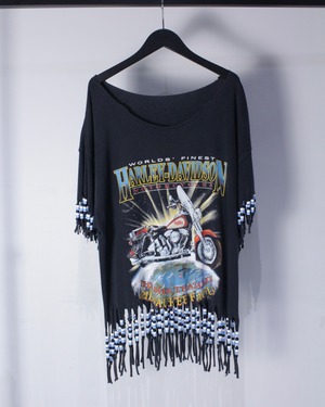 【Caka BLACK】"HARLEY DAVIDSON" 80's Vintage Cut Custom Loose T-shirt