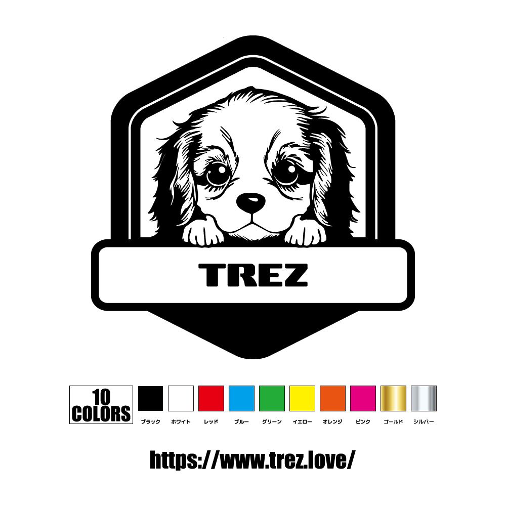 全10色 名前入り DOG ON BOARD キャバリア キングチャールズ スパニエル ハロー ステッカー