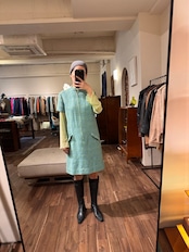 【フランス製】透け感シアメッシュ シアー長袖カットソー/ライムグリーン