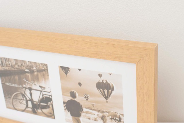 【特価商品】Kenko フォトフレーム ましかく窓フレーム 3窓 0.4mm極薄PETシート採用 木製フレーム ナチュラル PS-MS-3-NA