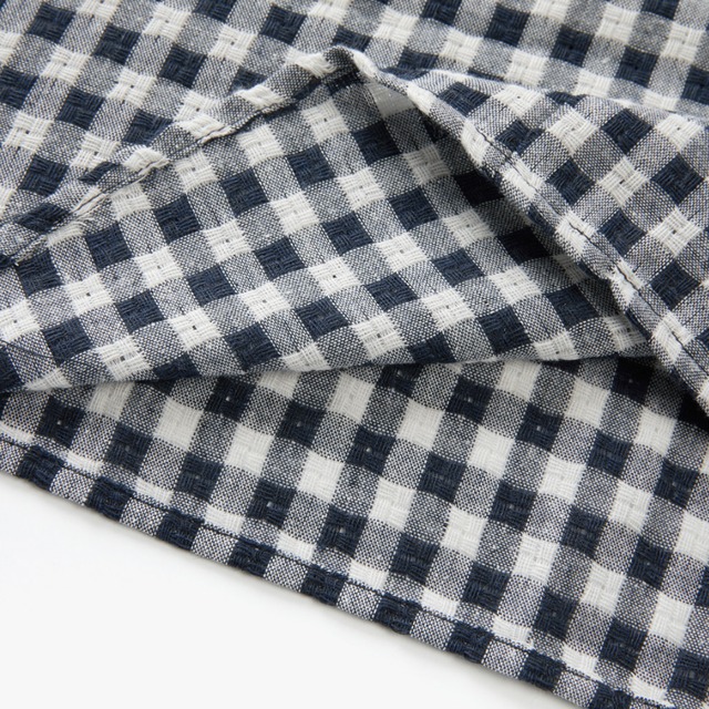gingham check frill blouse　J00515