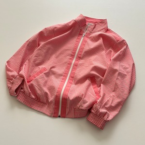 -USED- SEERSUCKER STRIPE SWING TOP JACKET -CORAL PINK,WHITE- [14/L~XL相当]