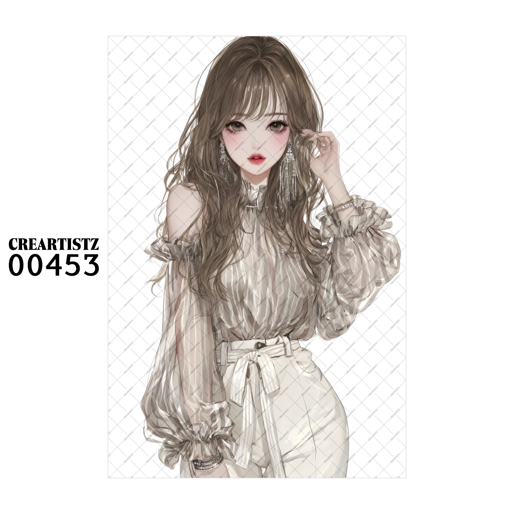 00453 ガール キュート オリジナル ペーパー/ステッカー 4枚セット CREARTISTZ