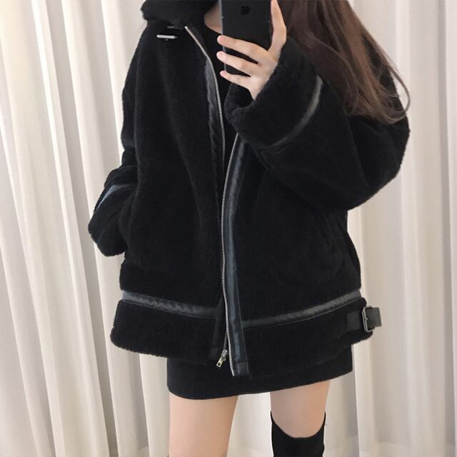 予約販売】ジャケット ボア コート 秋冬 レディース バイカラー