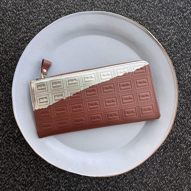 革のチョコ・薄型長財布 スイート (銀の包み紙)