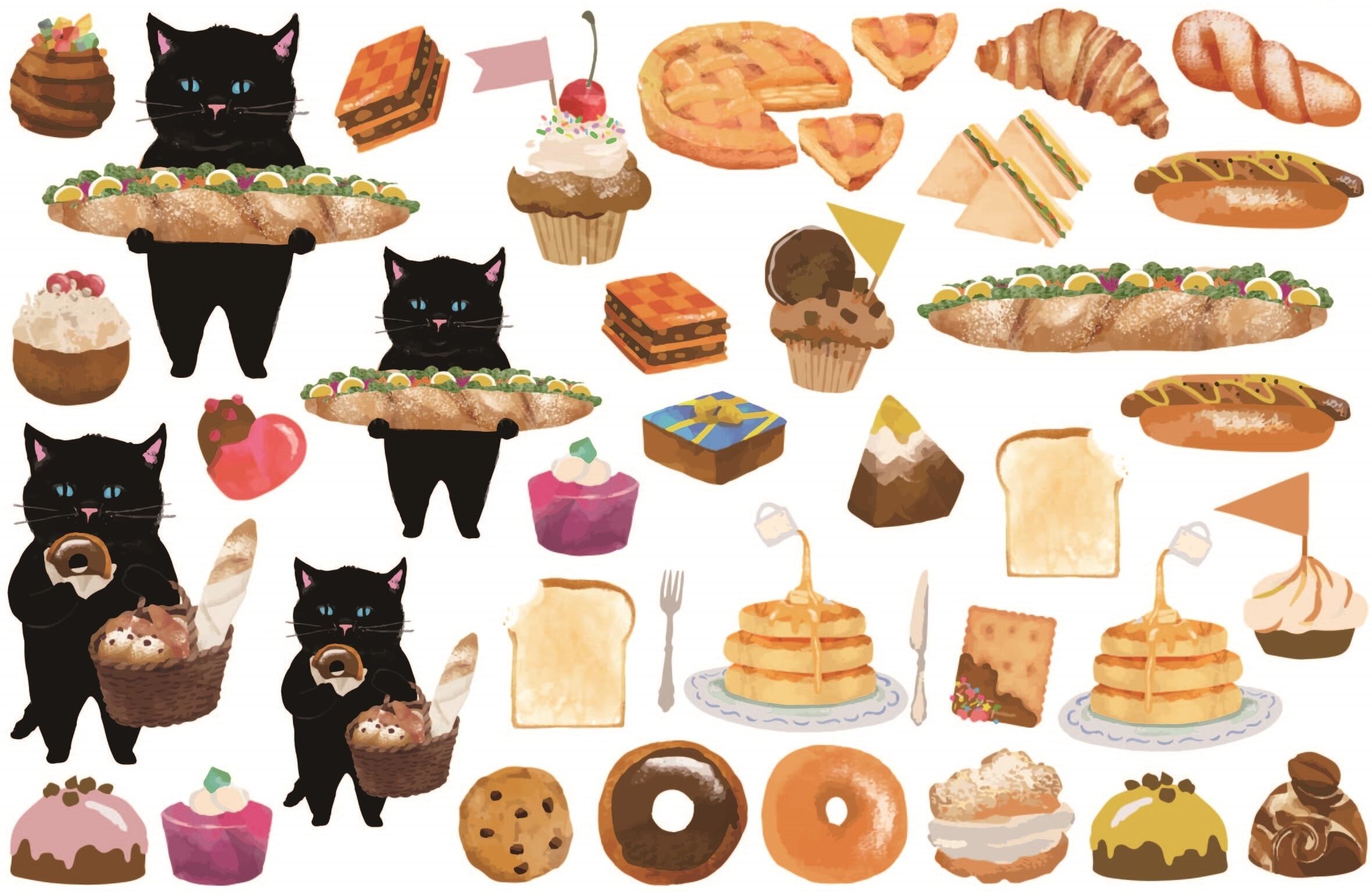 ポーセラーツ転写紙　 Cat　＆　bread　A5タイプ